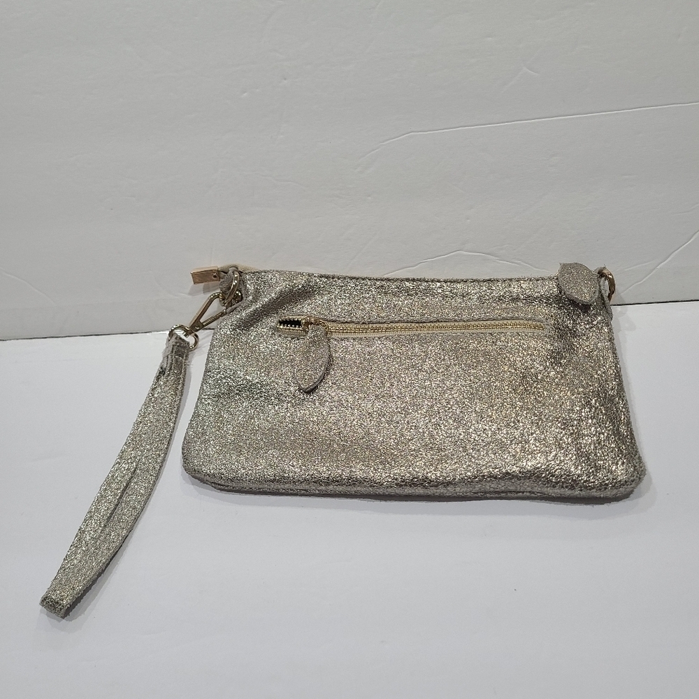 Street Level Elegant Silver Suede Leather Clutch Bag (A)